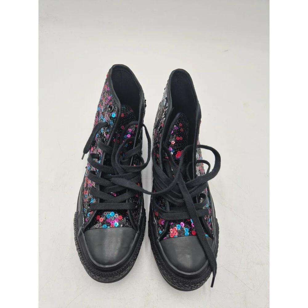 Converse Womens Sneakers Multicolor Blue Geometric High Top Lace Up Sequins 6 M
